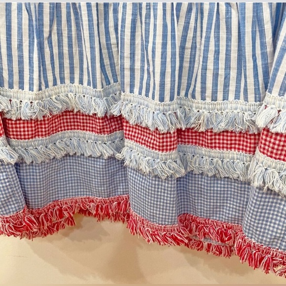 TUCKERNUCK Striped Blue and Pink Ruffle Dress - Picture 5 of 6